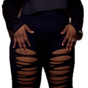 Womens Cropped Sweatshirt W/ Distressed Yoga Pants